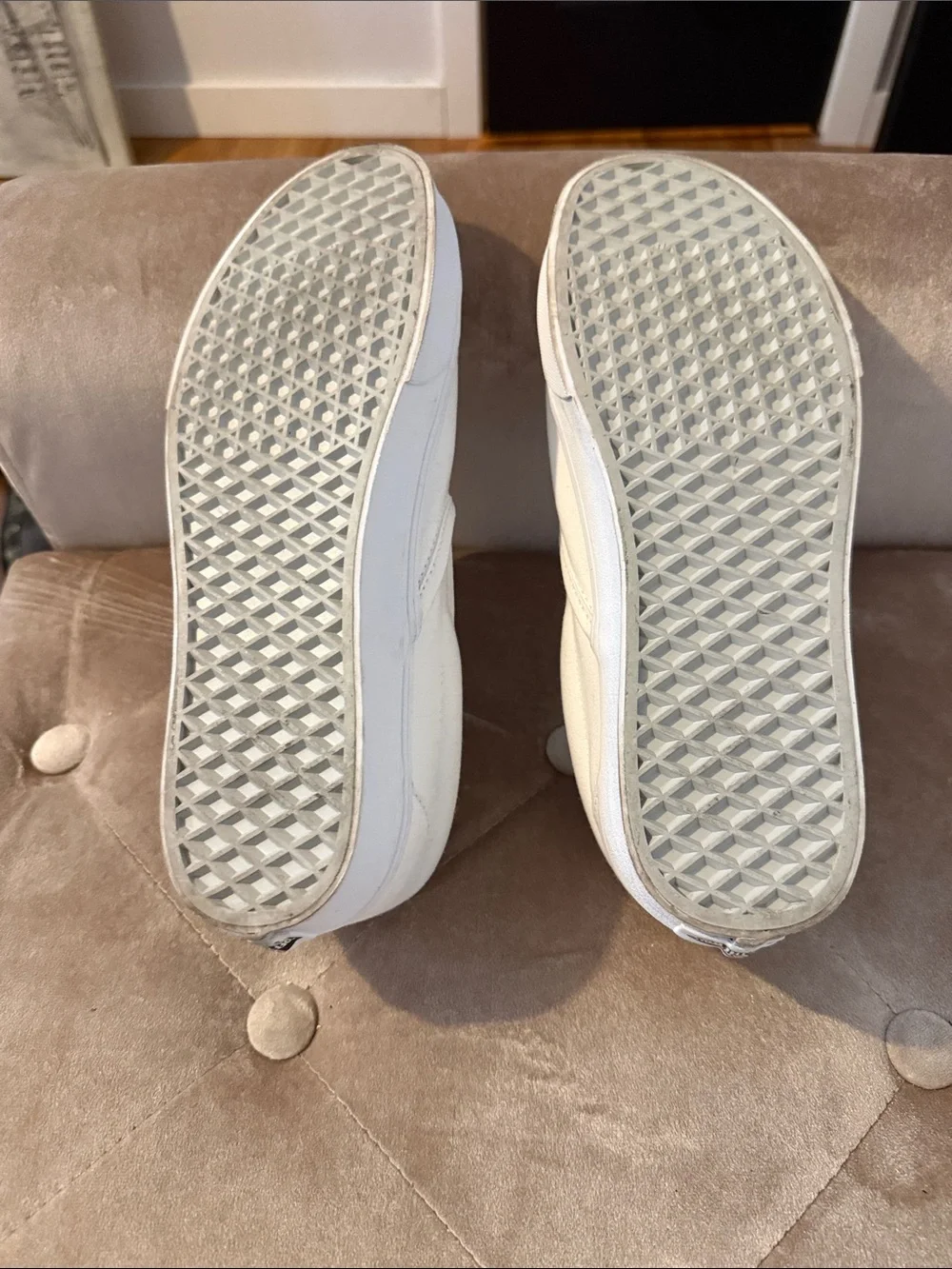 Vans White Slip-On Canvas Loafers